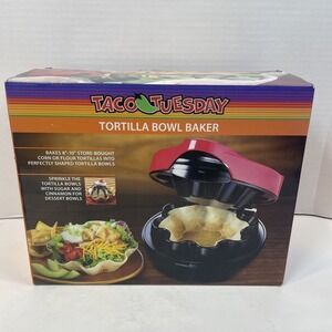 Nostalgia Tortilla Bowl Maker Unisex OS Red Taco Tuesday Electric Baker Nonstick
